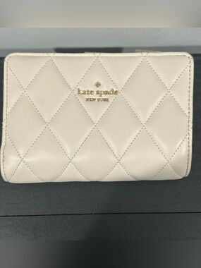 Kate ♠️ Spade Quilted Cream Wallet with Gold Logo